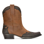 Mens High Western Boots Real Leather Brown Riding Dancing Hunting Cowboy Vintage Pointed Toe