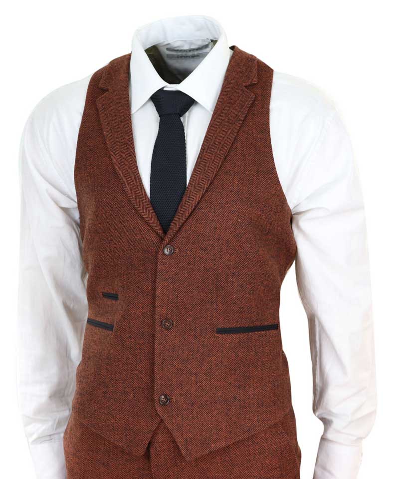 Rust Herringbone Tweed 3 Piece Suit