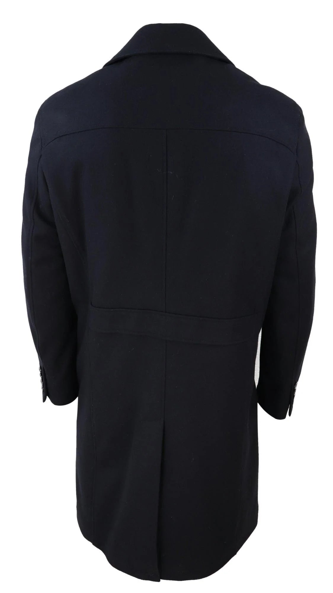 Mens Long Black Wool Overcoat