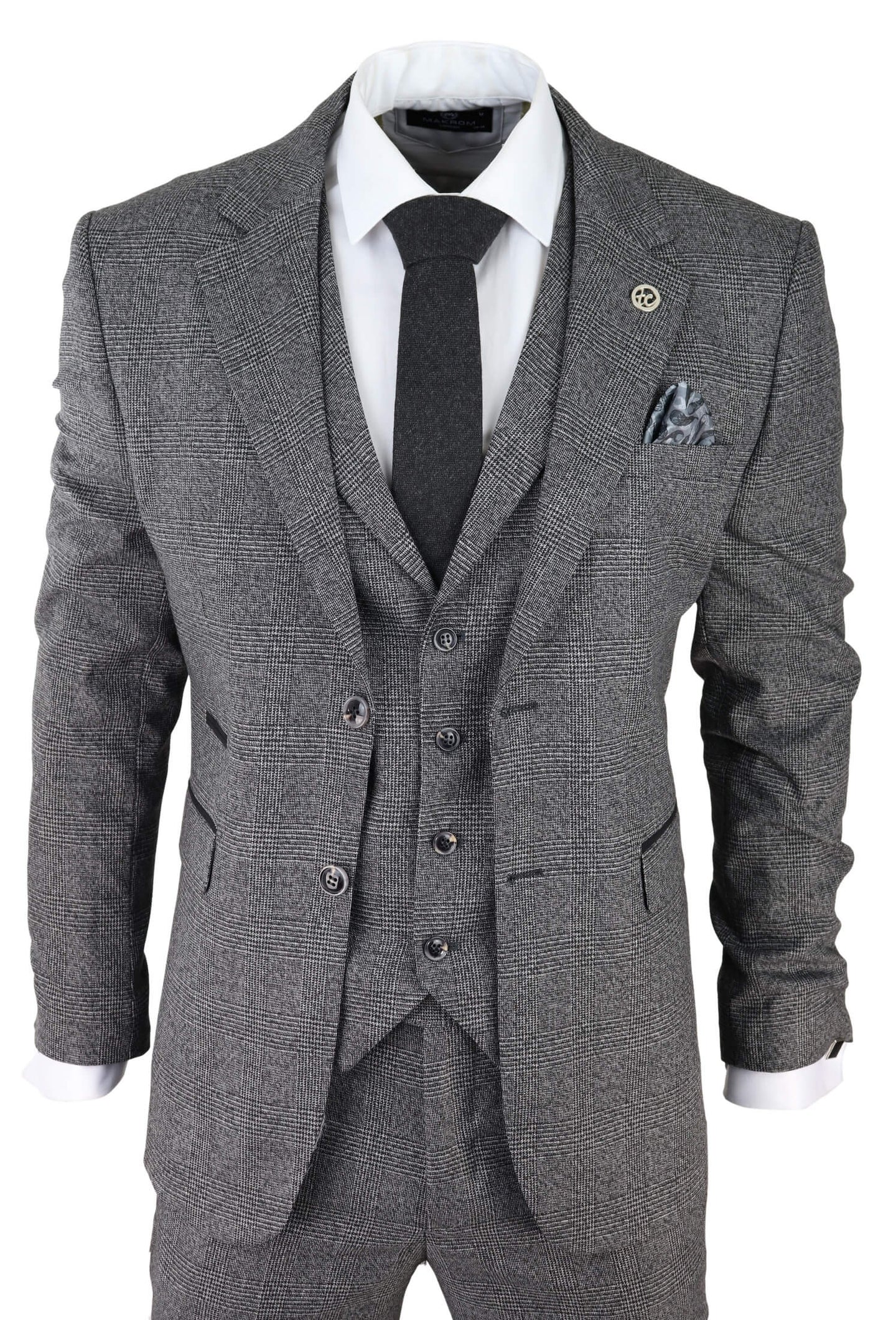 Men's Grey Glen Check 3 Piece Suit
