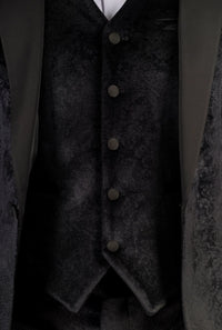 AK-26 Men's Black 3-Piece Velvet Wedding Tuxedo with Satin Lapels