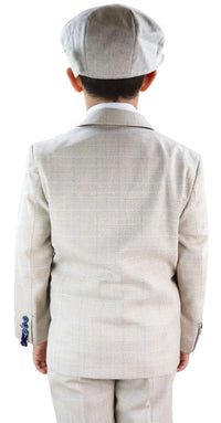 Boys Cream Tweed 3 Piece Suit Caridi - Wedding Suit