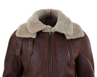 Mens 3/4 Shearling Sheepskin Long Jacket