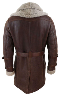 Mens 3/4 Shearling Sheepskin Long Jacket