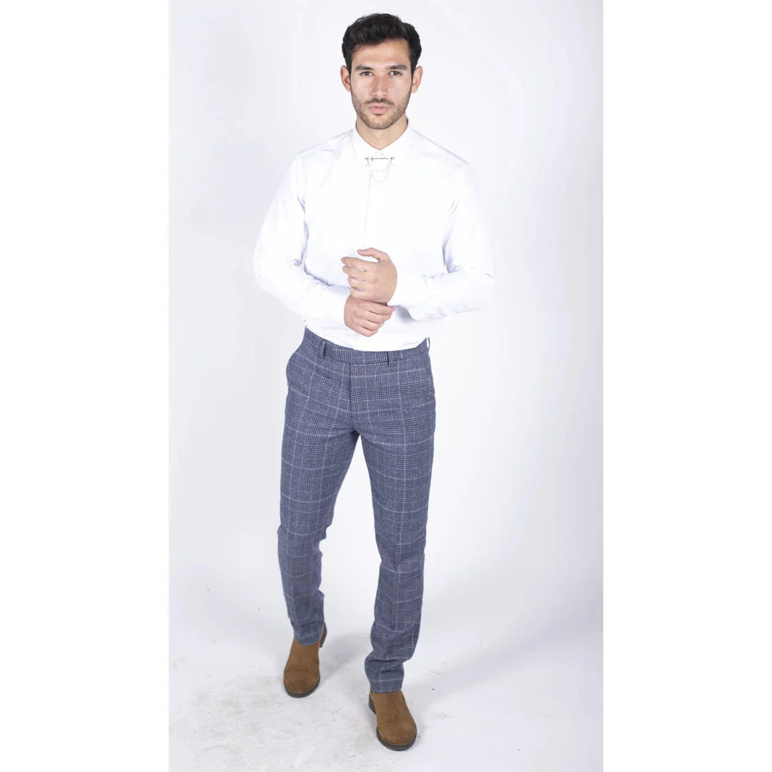 Men's White Button Down Poplin Shirt With Bar & Chain Formal Classic