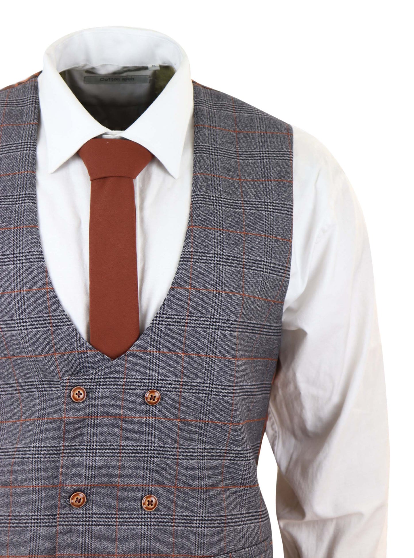 Grey 3 Piece Suit with Double Breasted Waistcoat