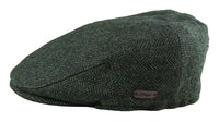 Men's Flat Cap Wool Herringbone Olive Tweed Classic 1920s Unisex Del Boy