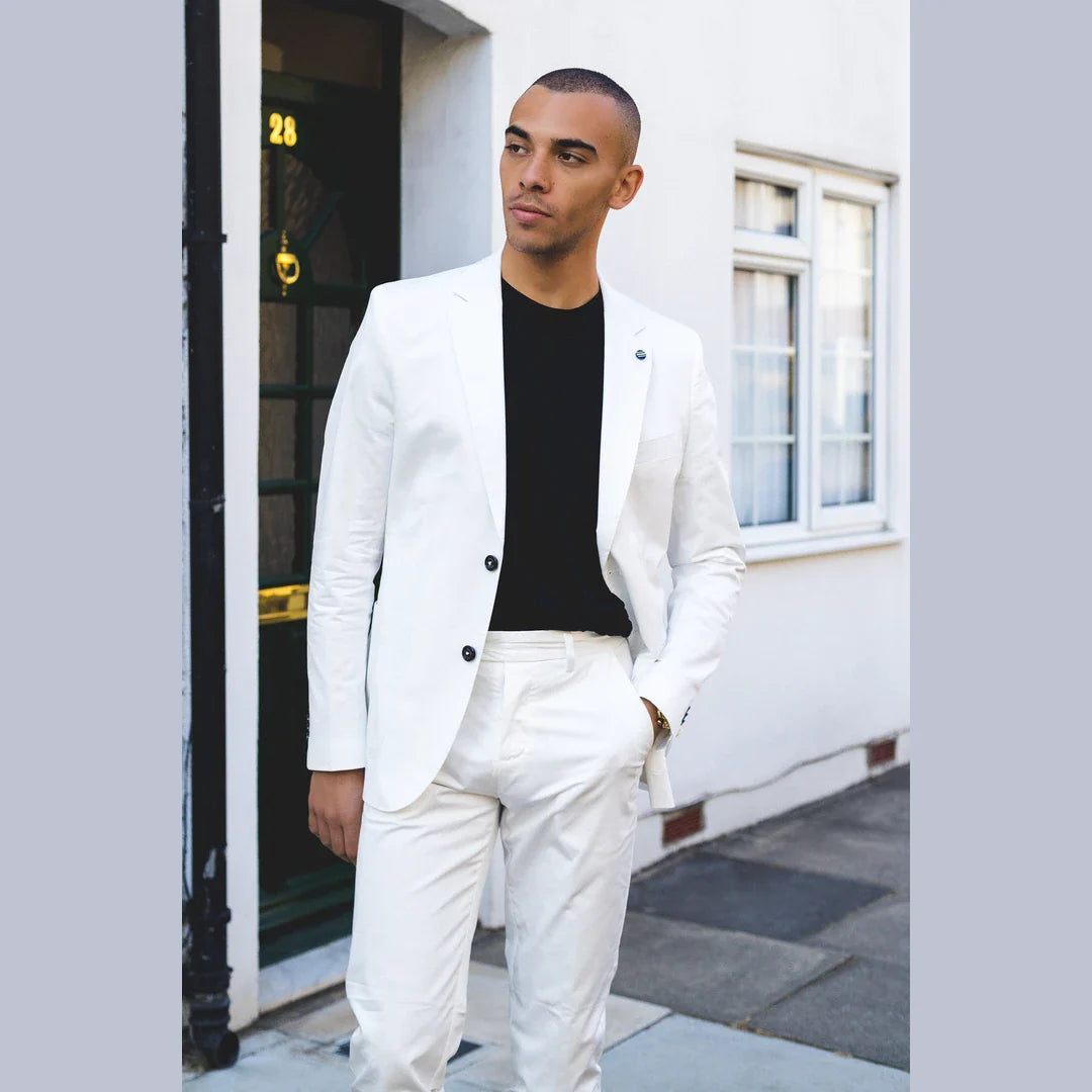 Mario - Men's 2 Piece Summer Suit Cream Office Wedding Classic Italian