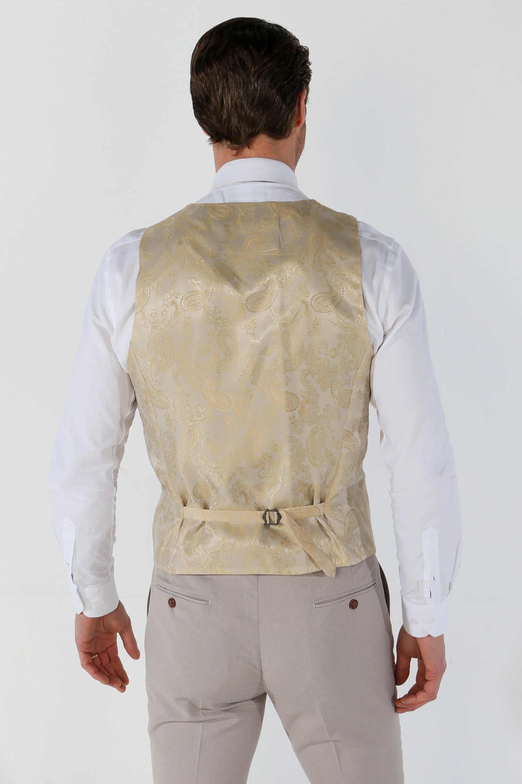 Mayfair - Men's Beige Birdseye Waistcoat