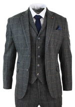 Cavani Albert - Men's Herringbone Tweed Check 3 Piece Suit - Charcoal