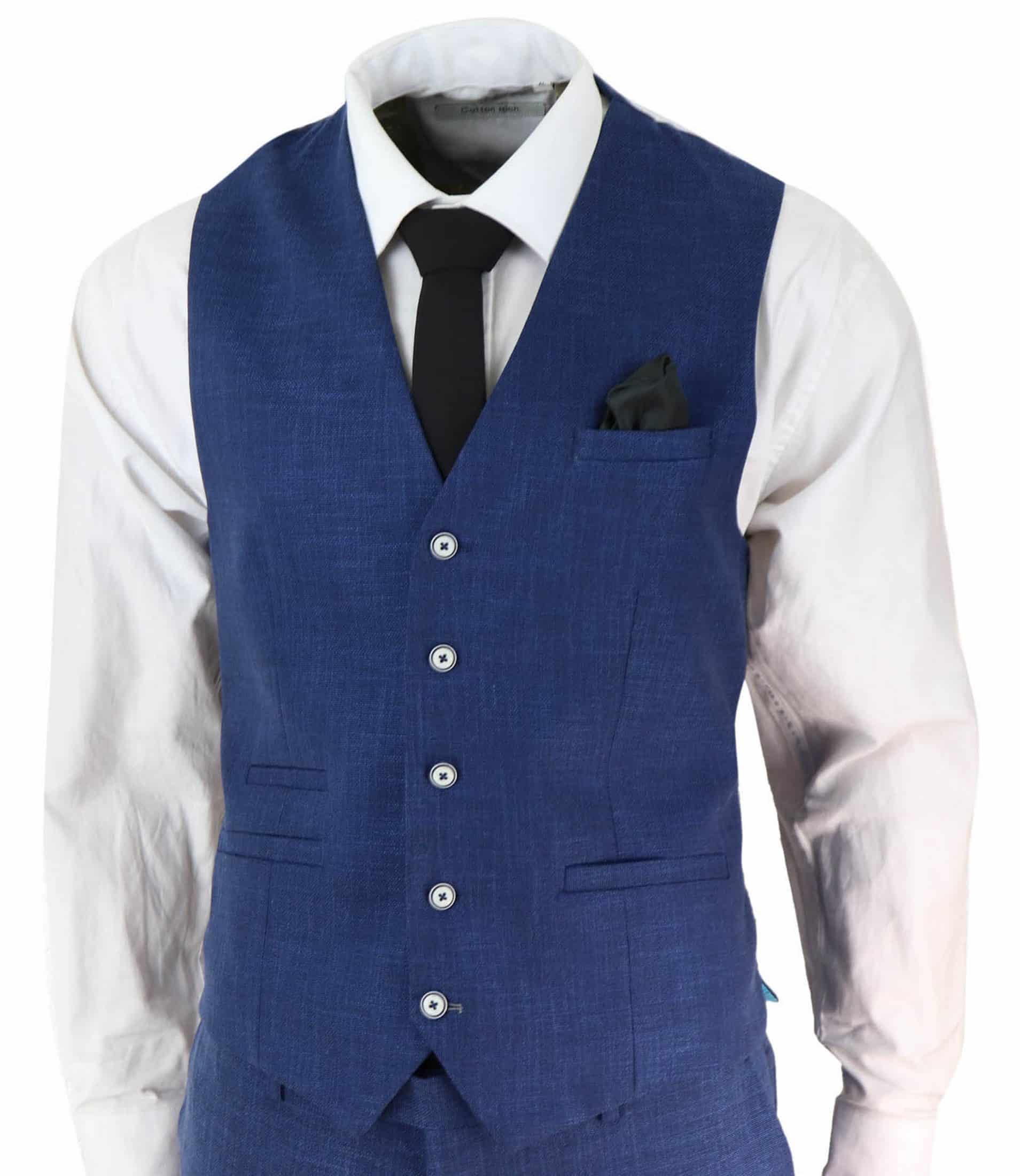 Mens Blue Summer Linen Suit