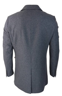 Cavani Mens Classic 3/4 Length Grey Overcoat