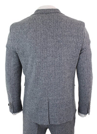 Men's Light Grey 3 Piece Tweed Herringbone Suit - STZ11