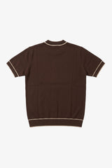 T-shirt da uomo marrone in maglia, vestibilità regolare, girocollo con finiture a contrasto.