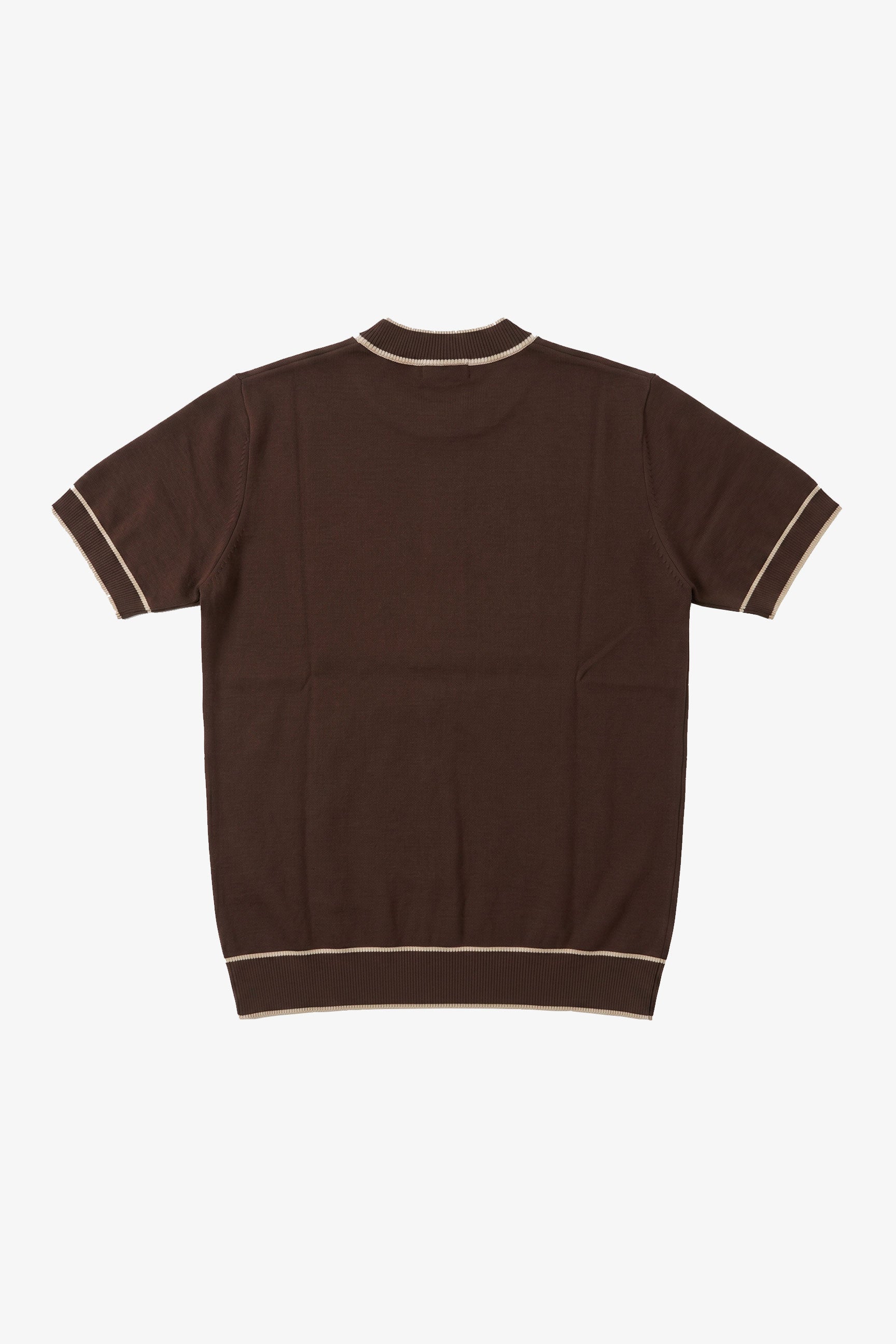 T-shirt da uomo marrone in maglia, vestibilità regolare, girocollo con finiture a contrasto.