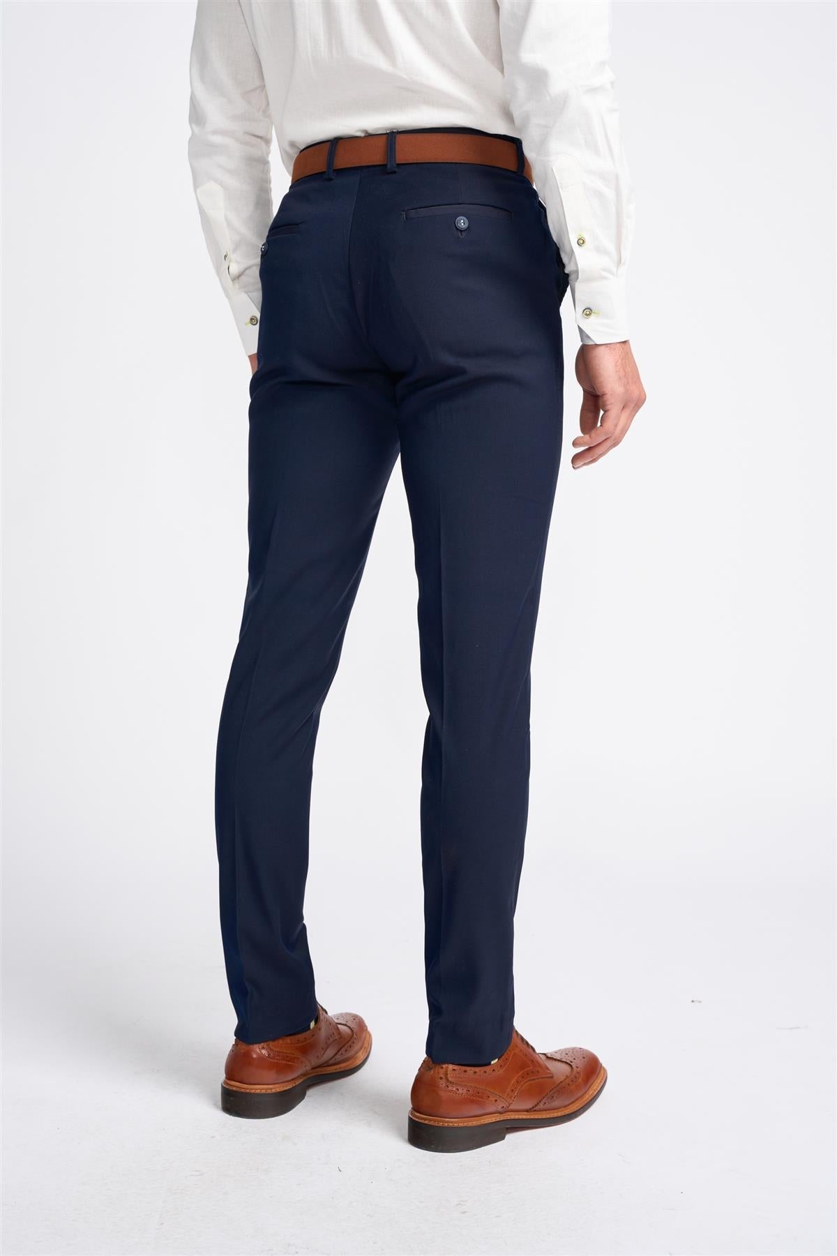 Baresi - Pantaloni classici da uomo blu navy