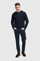 Mario - Pantaloni classici estivi blu navy da uomo
