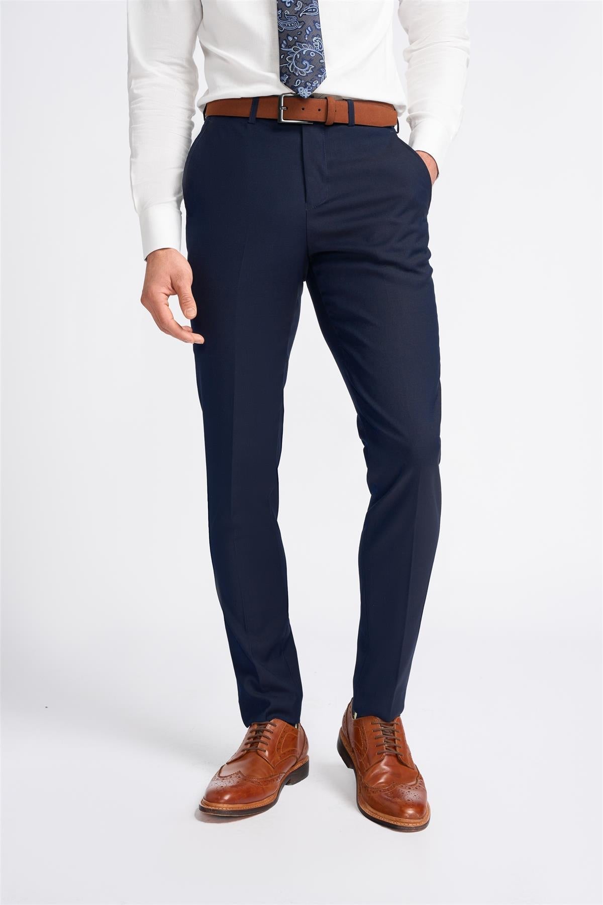 Baresi - Pantaloni classici da uomo blu navy