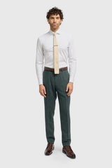 Thomas - Pantaloni da uomo in tweed a spina di pesce in misto lana color oliva