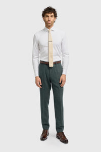 Thomas - Pantaloni da uomo in tweed a spina di pesce in misto lana color oliva