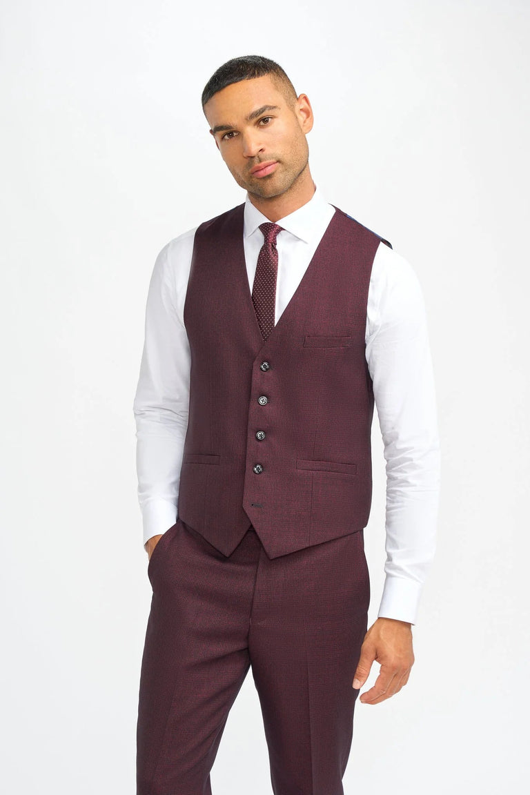 Caridi - Pantaloni a quadri bordeaux da uomo