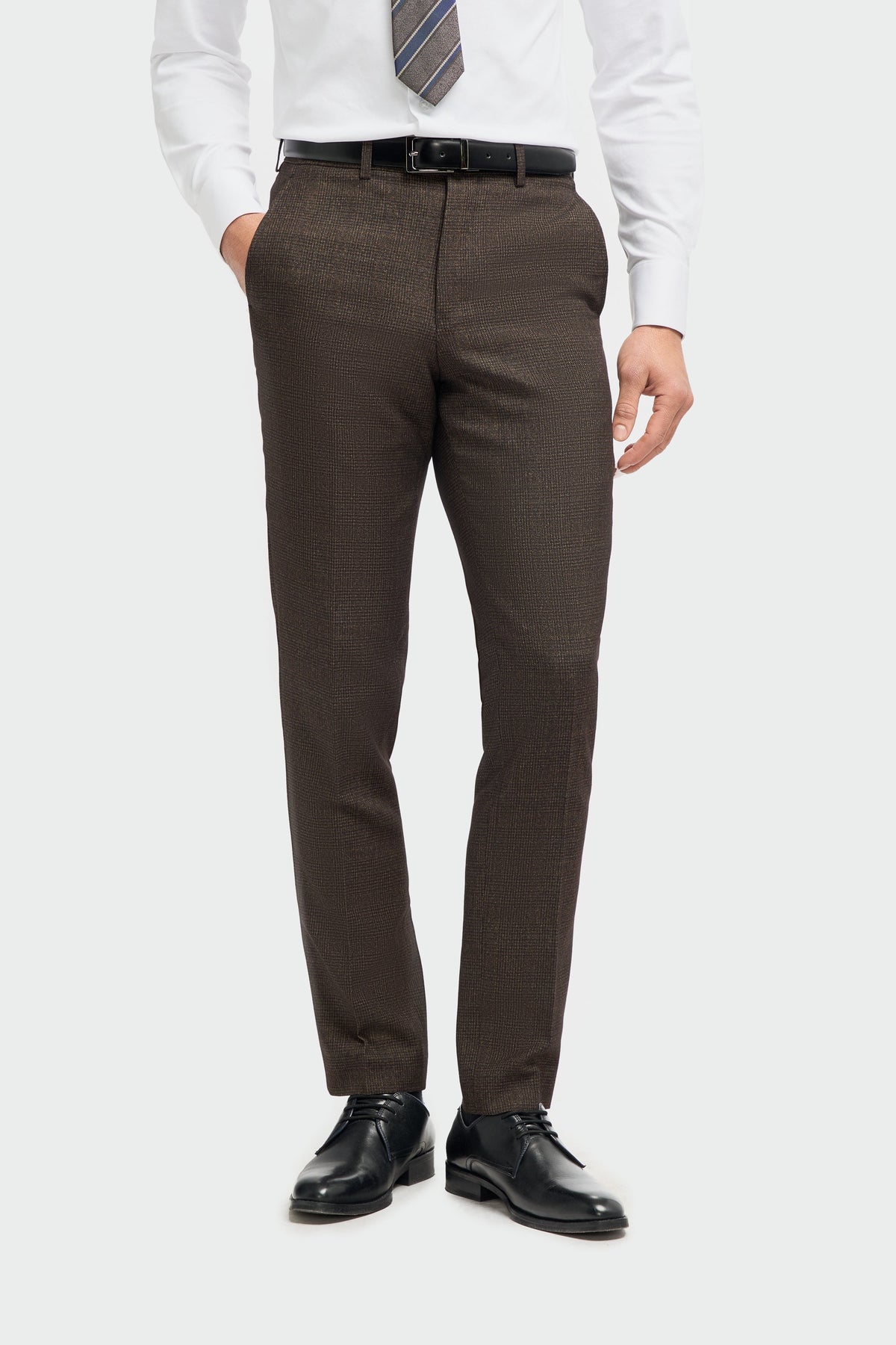 Caridi - Pantaloni da uomo in tweed marrone