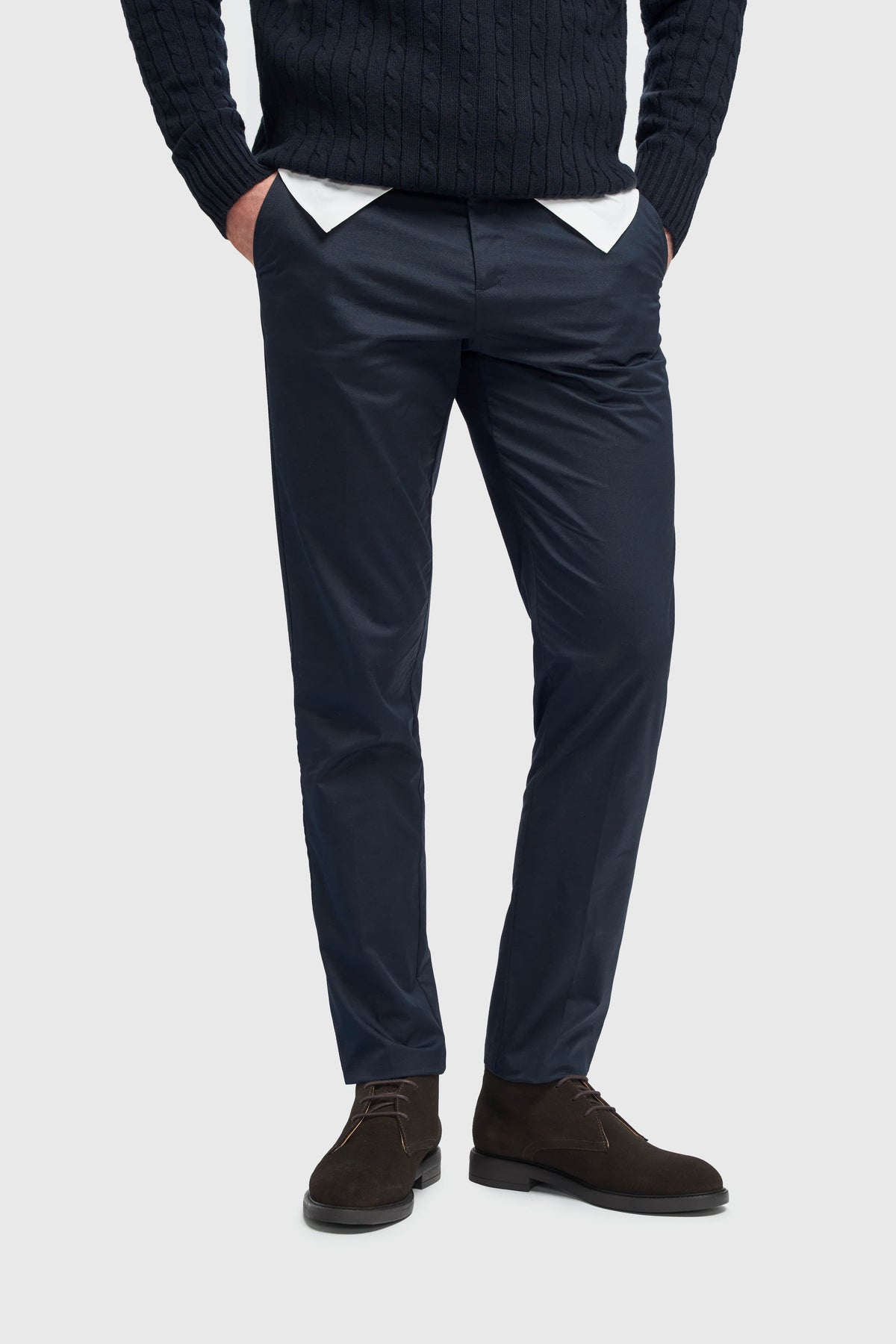 Mario - Pantaloni classici estivi blu navy da uomo