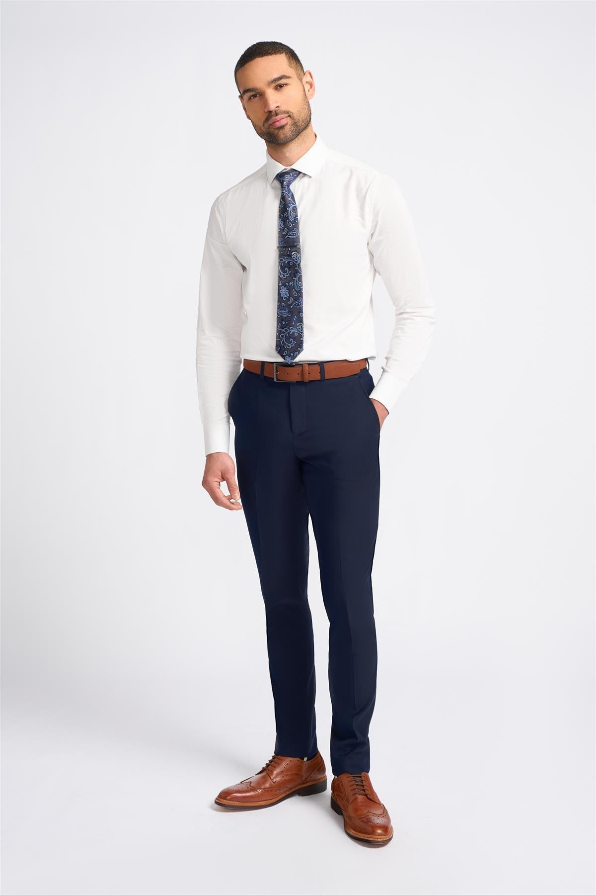 Baresi - Pantaloni classici da uomo blu navy