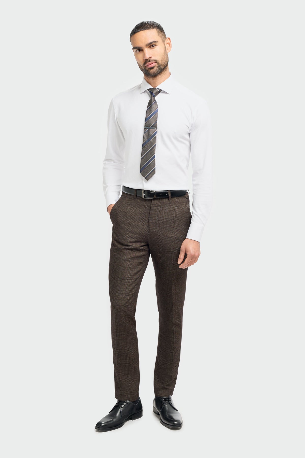 Caridi - Pantaloni da uomo in tweed marrone