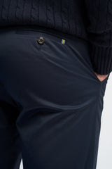 Mario - Pantaloni classici estivi blu navy da uomo