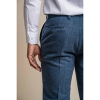 Pantaloni da uomo in tweed a quadri blu - Cavani Carnegi