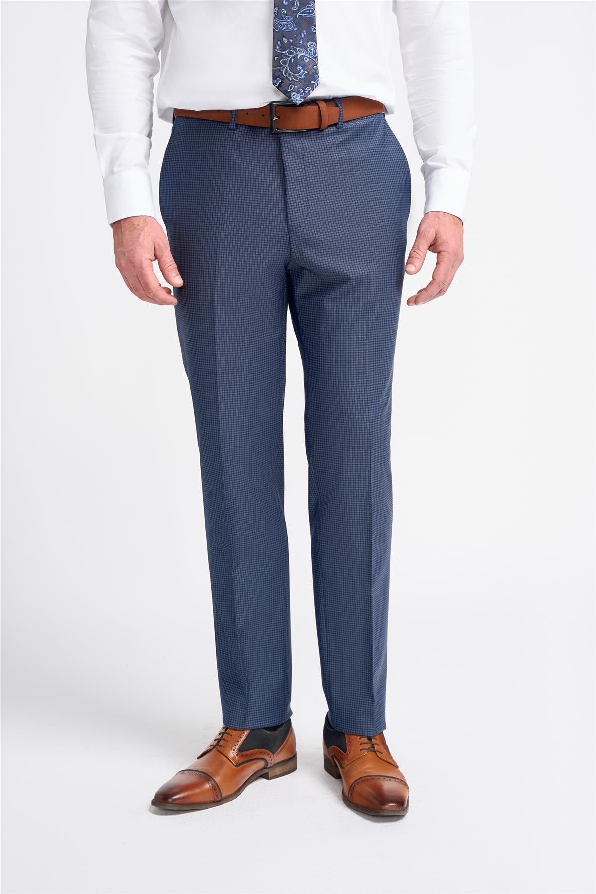 Bond - Pantaloni a quadri blu navy da uomo