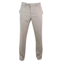 Sandon - Pantaloni da uomo con motivo a tratteggio incrociato color crema