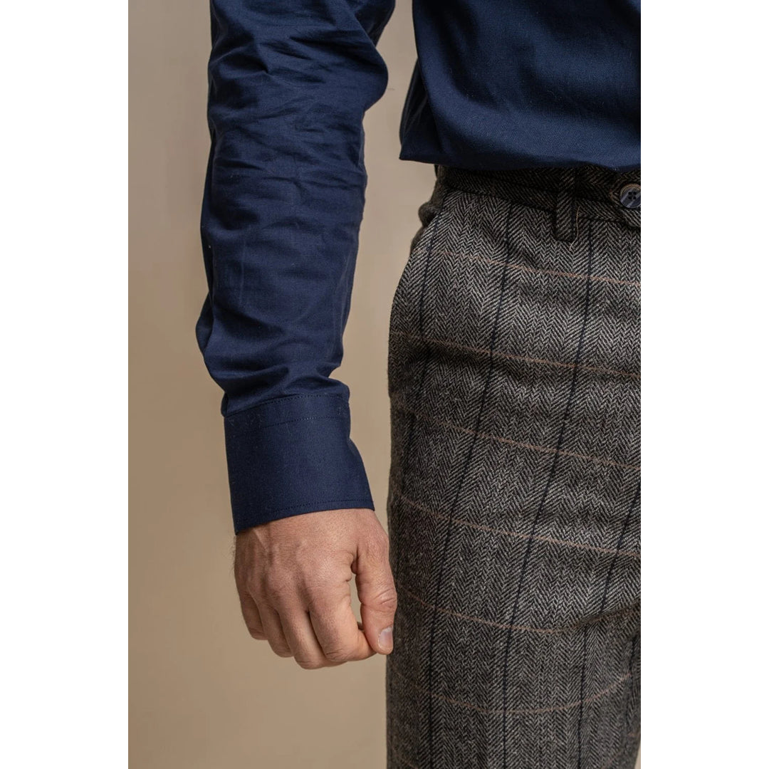 Albert - Pantaloni in tweed grigio da uomo