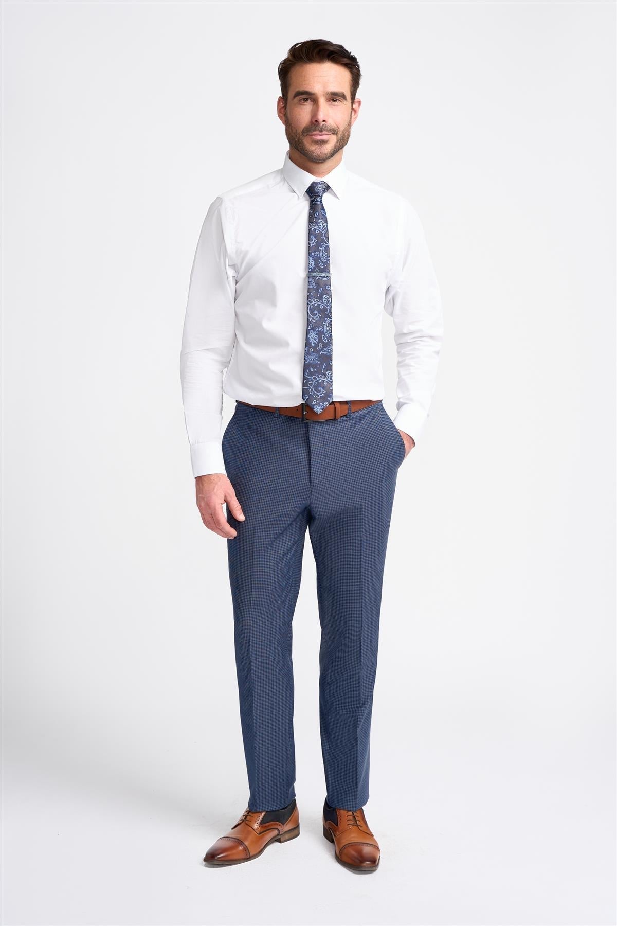 Bond - Pantaloni a quadri blu navy da uomo