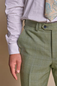 Caridi - Pantaloni a quadri verde salvia da uomo