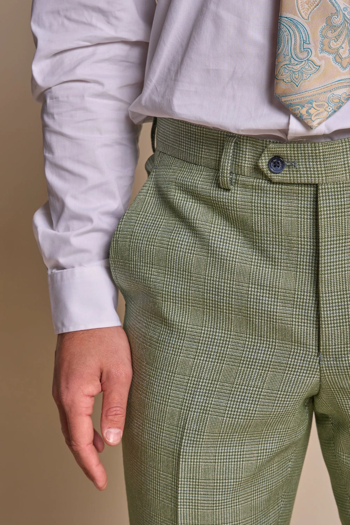 Caridi - Pantaloni a quadri verde salvia da uomo