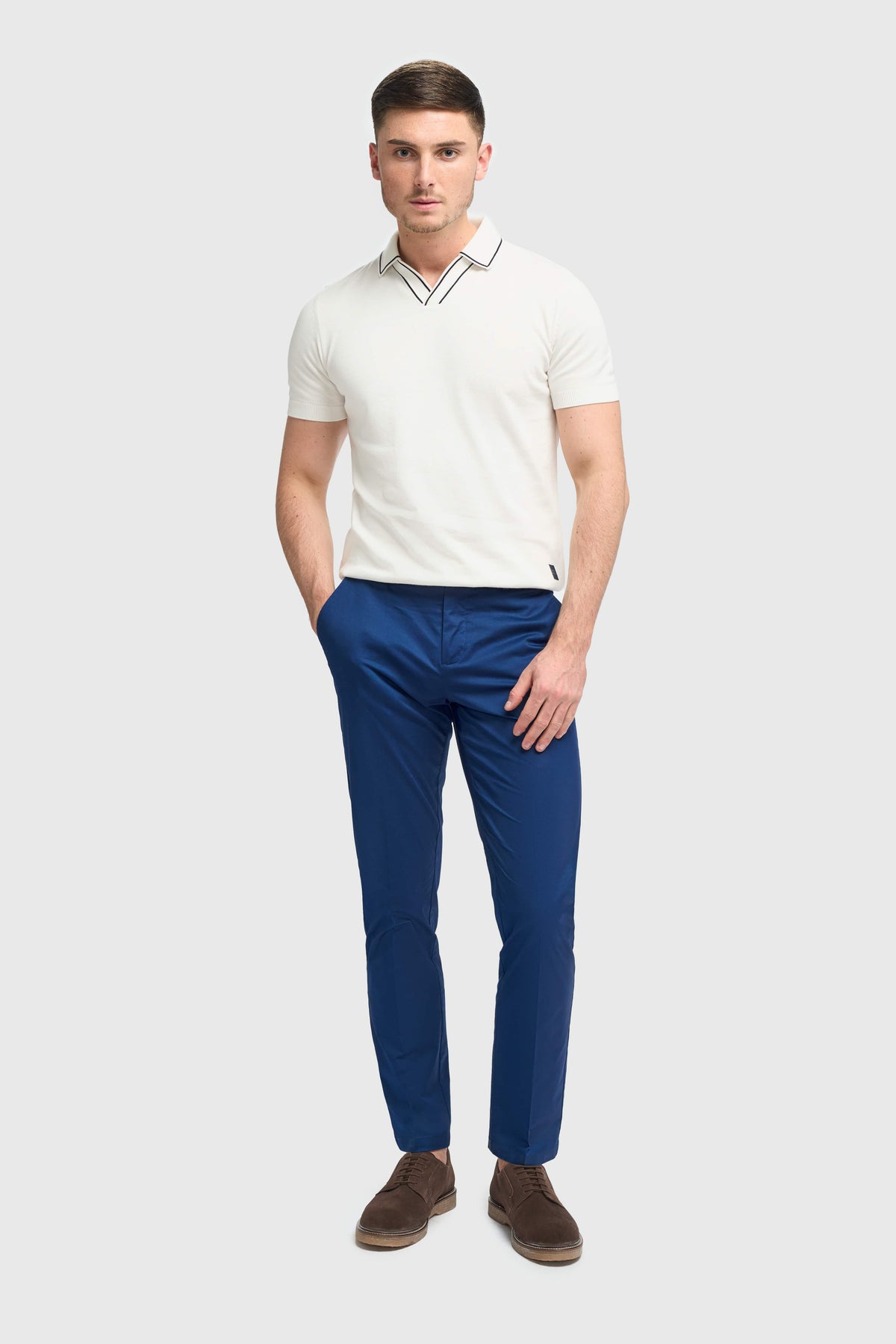 Mario - Pantaloni eleganti estivi blu da uomo