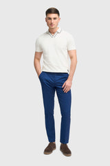 Mario - Pantaloni eleganti estivi blu da uomo