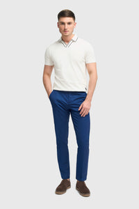Mario - Pantaloni eleganti estivi blu da uomo