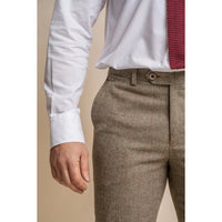 Gaston - Pantaloni da uomo in tweed a quadri color oliva