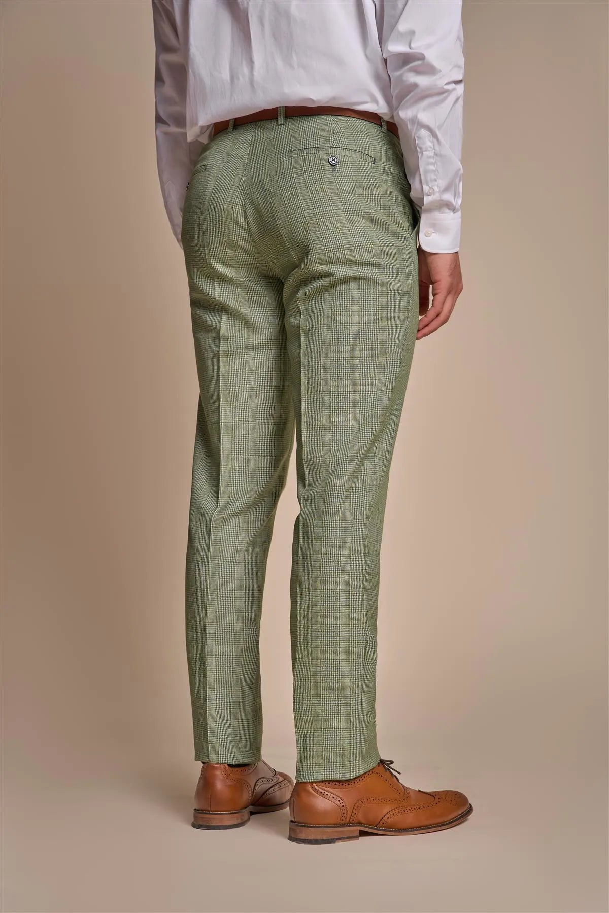Caridi - Pantaloni a quadri verde salvia da uomo