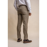 Gaston - Pantaloni da uomo in tweed a quadri color oliva