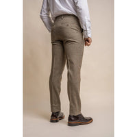 Gaston - Pantaloni da uomo in tweed a quadri color oliva