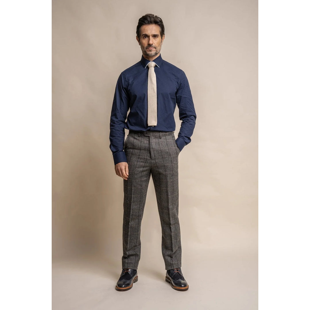 Albert - Pantaloni in tweed grigio da uomo