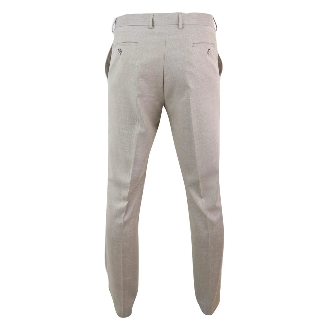 Sandon - Pantaloni da uomo con motivo a tratteggio incrociato color crema