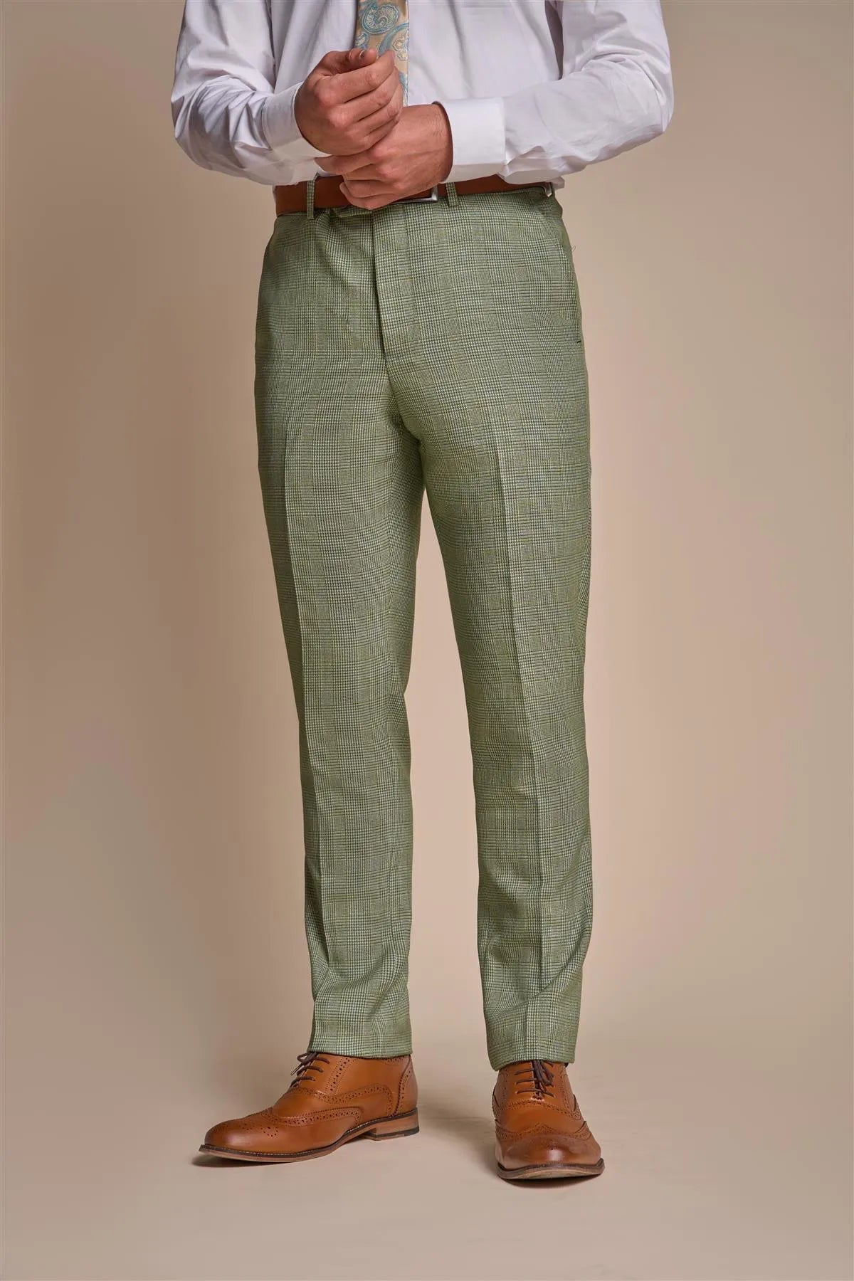 Caridi - Pantaloni a quadri verde salvia da uomo