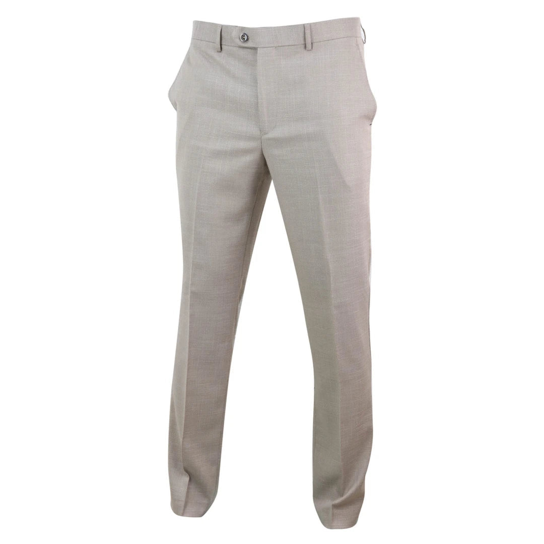 Sandon - Pantaloni da uomo con motivo a tratteggio incrociato color crema