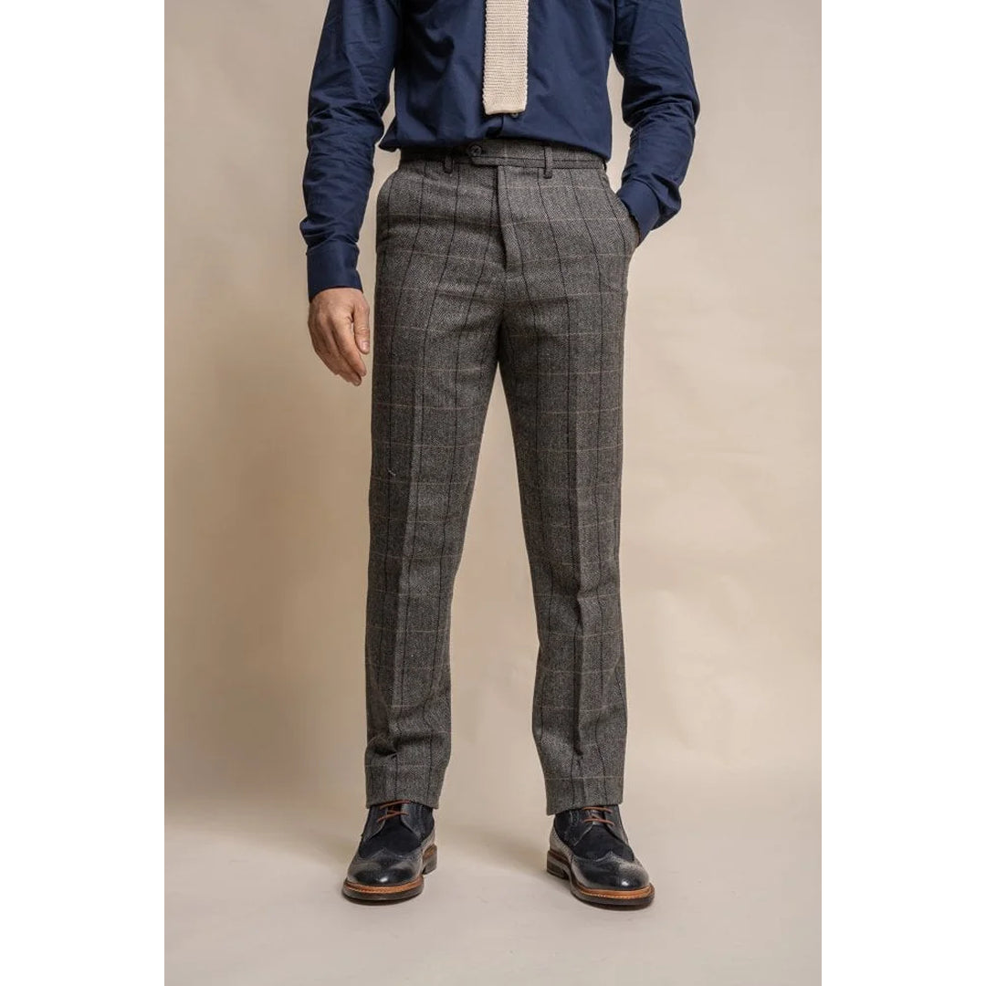 Albert - Pantaloni in tweed grigio da uomo