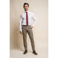 Gaston - Pantaloni da uomo in tweed a quadri color oliva